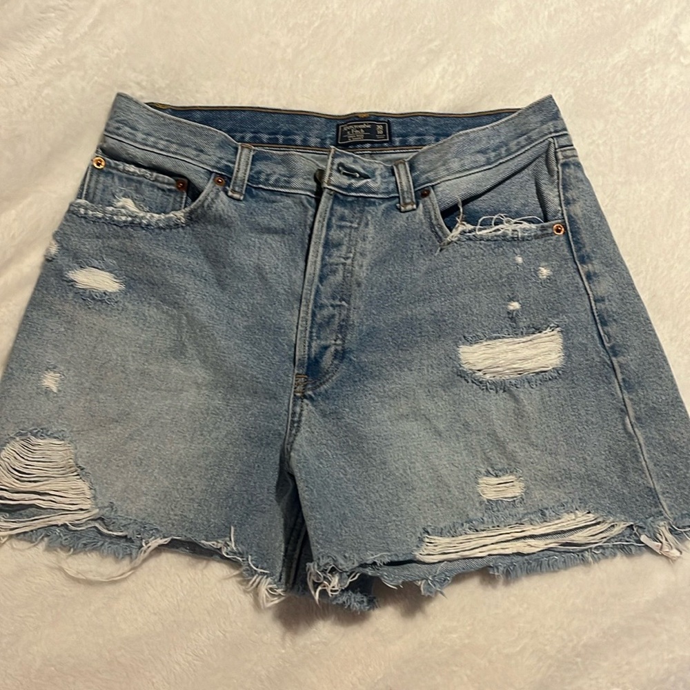 NWOT Abercrombie & Fitch high rise 4” inseam denim shorts.  Never worn.